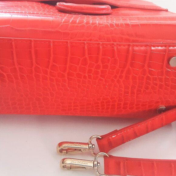 Sam Edelman Red Purse Alligator Croc Texture Cross Body Chiara Model Mint Condit - Picture 4 of 11